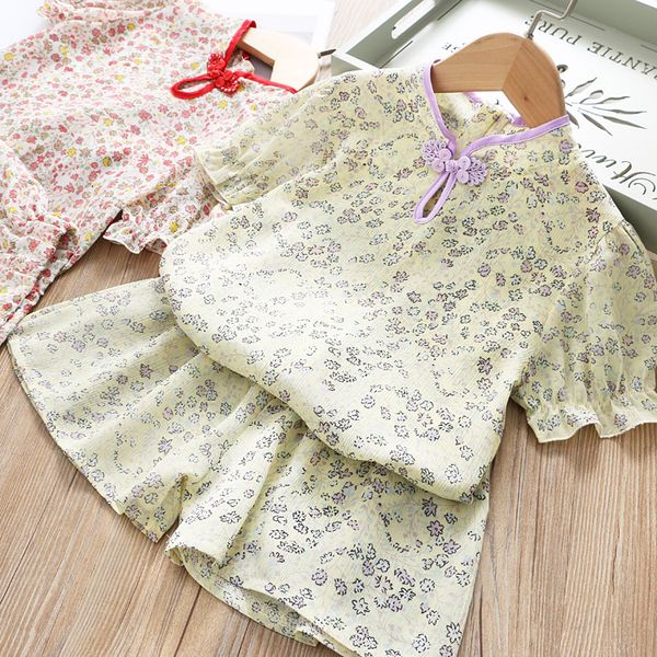 

2020 летние девочки комплекты шифон цветочные thin tshirt и шорты, White