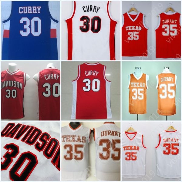 

Mens NCAA College Davidson Wildcat #33 Texas Longhorns #30 Stephen #35 Kevin Durant Basketball Jersey Oak Hill High School Shirts