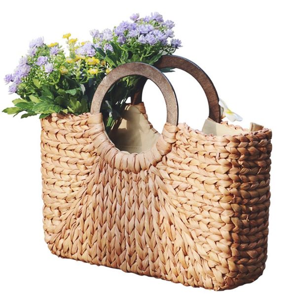 

women fashion straw handbag tote bag shoulder bag shopping beach travel cross-body satchel(primary color