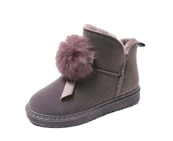 

breathable warm winter boots women ankle boots ladies flat female solid warm shoes, Black