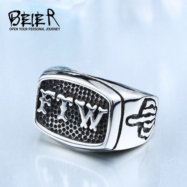 

beier new store ftw punk mechanical screw mens motor biker exquisite stainless stee motorcycle ring dropshipping br8-420, Golden;silver