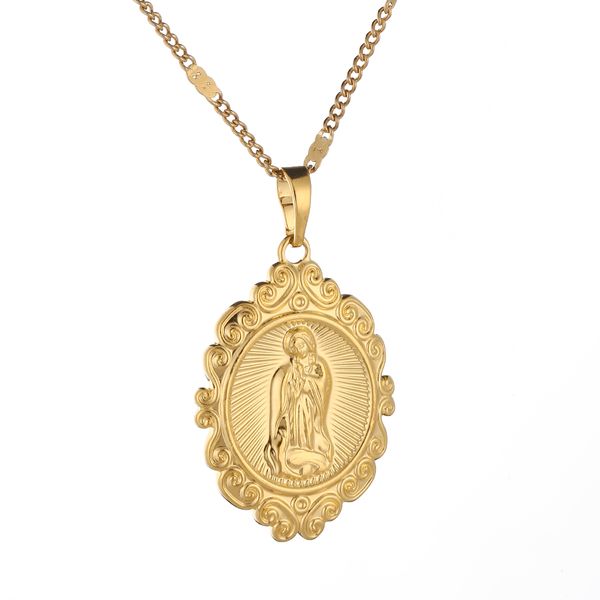 Altın rengi Şanslı Kolye Meryem kolye kolye Dini Jewely Kadınlar Hristiyanlık Zincir Takı