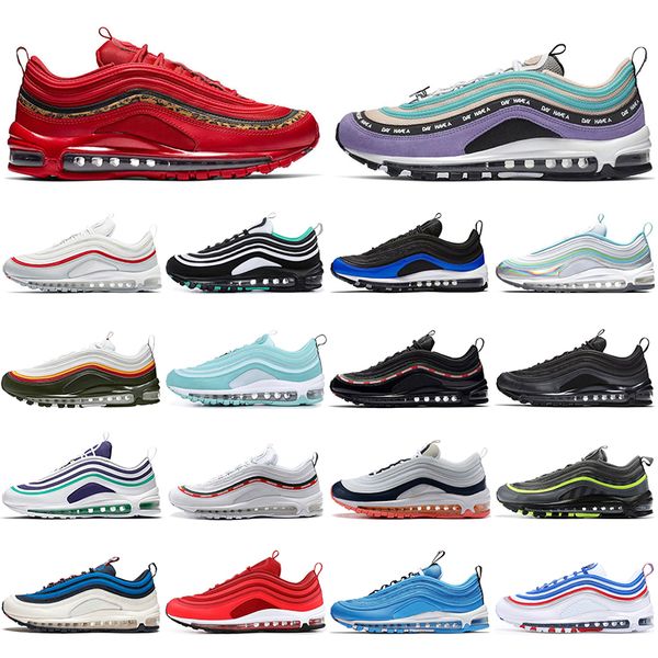 

mens trainers new air max 97 black bullet blue white laser fuchsia classic outdoor men women running shoes sports sneakers 36-45