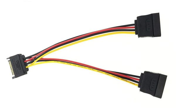 

sata y splitter 15 pin мужской 2 женский элекпропитания удлинитель 1 до 2 адаптера провода extension (20см) 5 шт