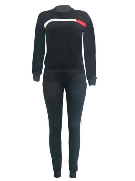 

women sports crop pants tracksuit sweatshirt sweat suit jogging 2pcs set, Black;blue