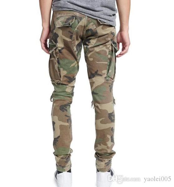 

2018 europe and the united states high street fashion motorcycle jeans color hole stitching slim punk wind pants men, Blue