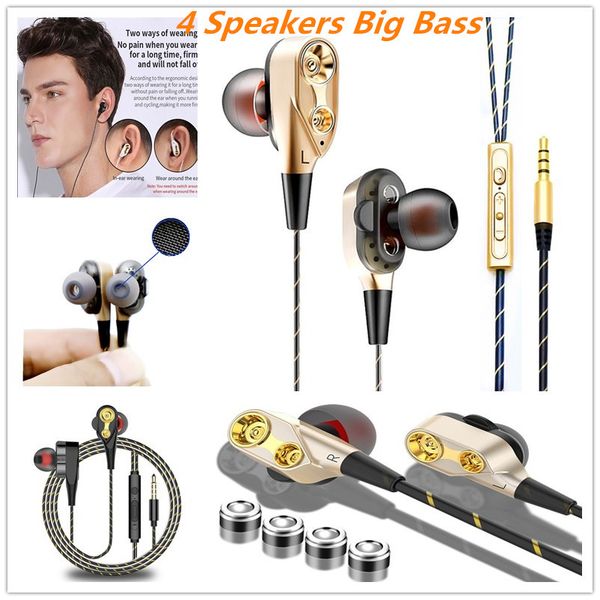 

2019 machine de ign four core double ring headphone big ba port in ear earphone for iphone am ung oppo huawei with opp bag