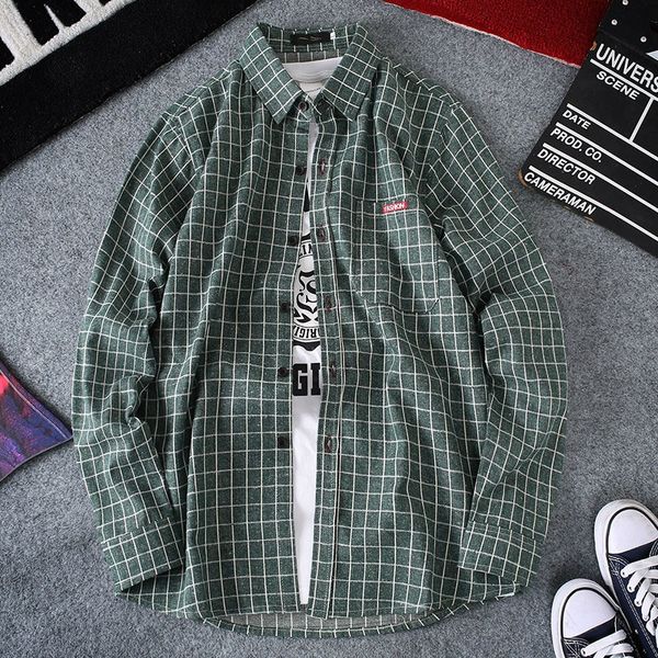 

2019 new shirt men korean slim plaid long-sleeved mens dress shirts harujuku camisa masculina hawaiian shirt casual, White;black