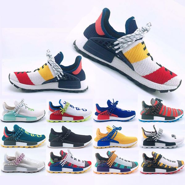 

r new human race hu trail running shoes men women pharrell williams yellow noble ink core black designer sports trainers sneaker 36-47