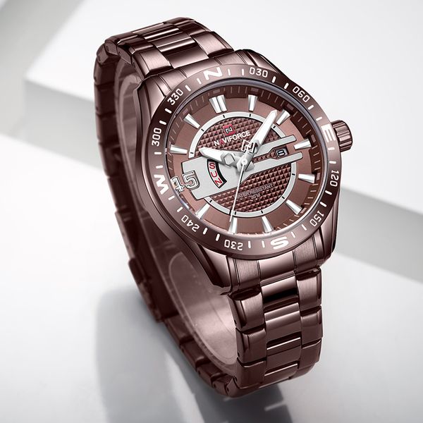 NAVIFORCE Orologi di marca di lusso Orologio sportivo da uomo Orologio al quarzo in acciaio pieno da uomo Data Orologio da lavoro impermeabile Uomo relogio masculino267f