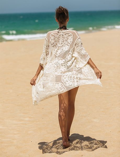 

кружевная сетка бикини открытый кардиган праздничная солнцезащитная рубашка бикини стиль рубашки пляжная блузка солнцезащитная одежда, White;black