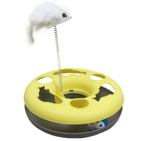 

2018 cat toys spring mice crazy amusement disk multifunctional disk play activity pet funny toys multiple color