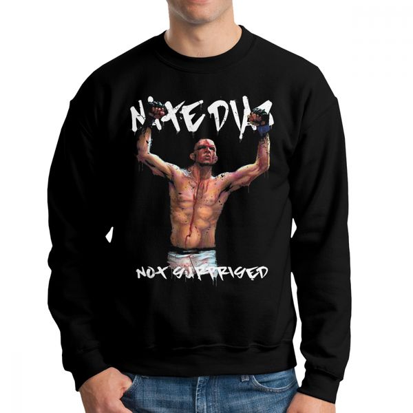 

nate diaz men hoodies sweatshirt long sleeve comfy crew neck vintage pullover, Black