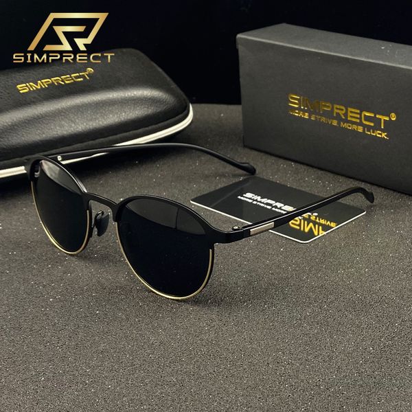 

simprect tr90 metal polarized sunglasses men 2020 anti-glare driver's round sunglasses women retro vintage sun glasses for men t200628, White;black