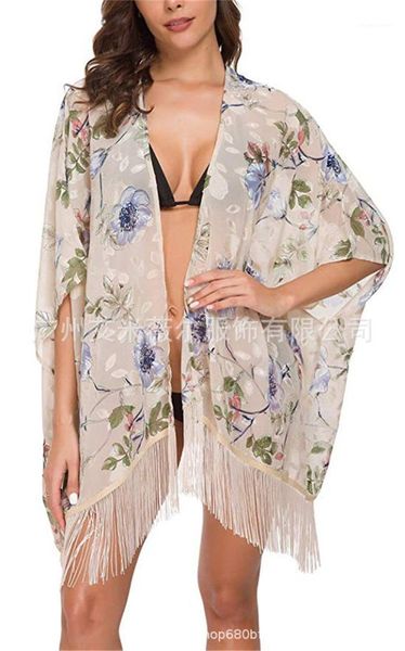 

cardigan cover ups europeanand american summer wind swimsuits blouse chiffon women bikini blouse floral beach style bikini, White;black