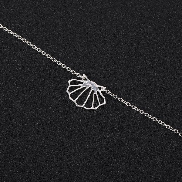 

5pcs geometric origami sea clam shell bracelet nautical ariel mermaid conch seashell chain braceletfor ocean beach party gifts jewelry, Golden;silver