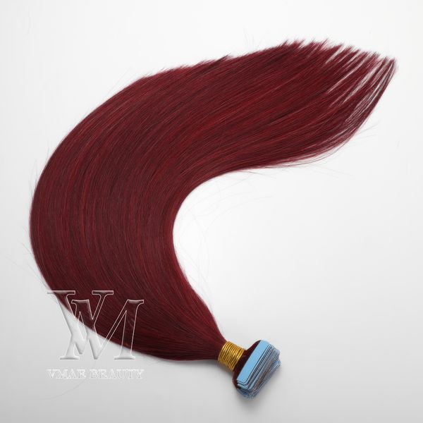 Vmae 100g Piano Color # 35 99j Nastro in capelli Doppio disegnato Seta Diritta Morbida Estensione naturale dei capelli umani vergini