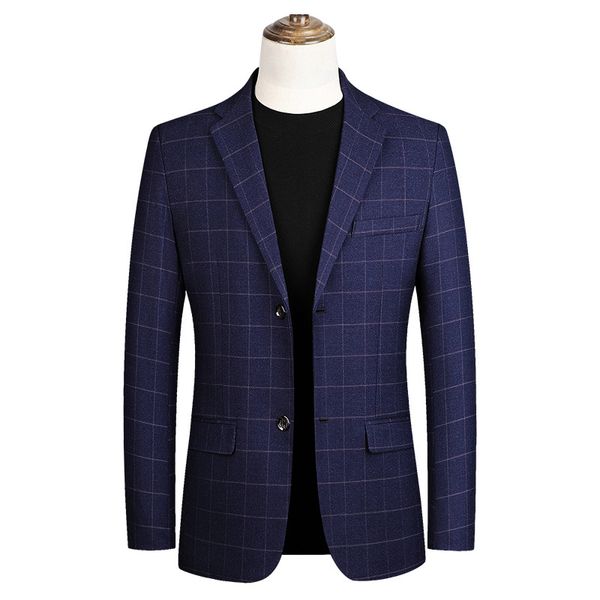 

men's jackets 2021 casual for men slim fit single button turn down collar mens jacket formal office plaid coat m-4xl, Black;brown