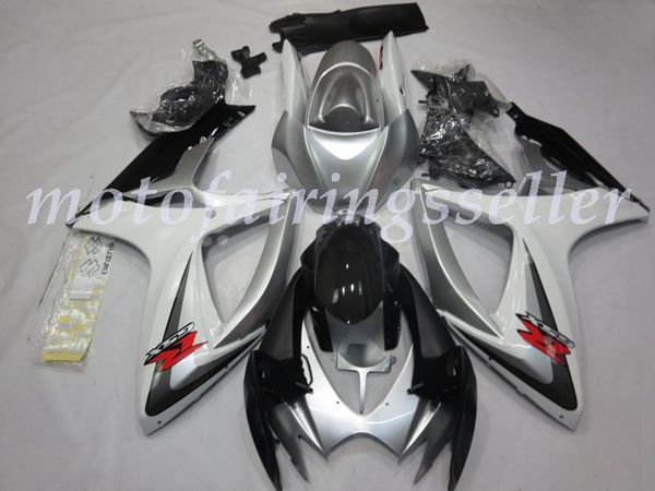 

new abs plastic fairings kit fit for suzuki gsxr600 gsxr750 gsx-r600 r750 k6 2006 2007 injection mold silver white style