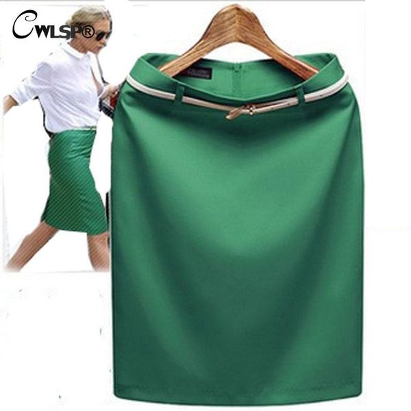 

cwlsp 8 color 2019 new summer high waisted skirt women's ol office formal pencil skirts ladies saia with belt plus size 3652, Black;gray