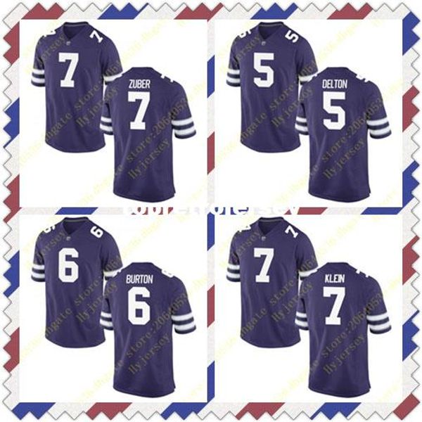 

mens alex delton deante burton jersey collin klein isaiah zuber state wildcats stitched purple college football jerseys, Black;red