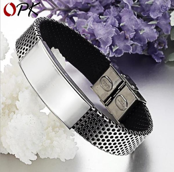 

korean version jewelry new smooth men's titanium steel bracelet, Golden;silver