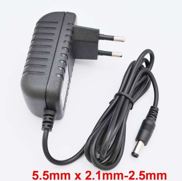 

100pcs ac 100-240v to dc 9v 1.5a 12v 1.5a 5v 2.5a 6v 2a eu us uk au ac/dc power adapter charger power supply adapter 5.5mm x 2.1mm-2.5mm