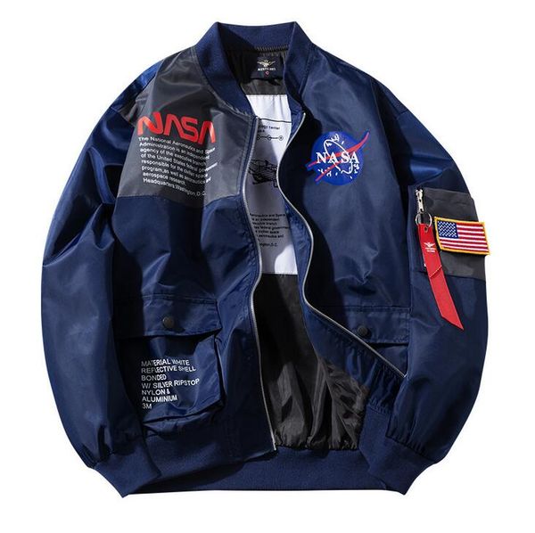 

2019 autumn mens designer jackets brand new nasa flight pilot casual coat ma1 bomber jacket letter printed windbreaker outerwear 9662, Black;brown
