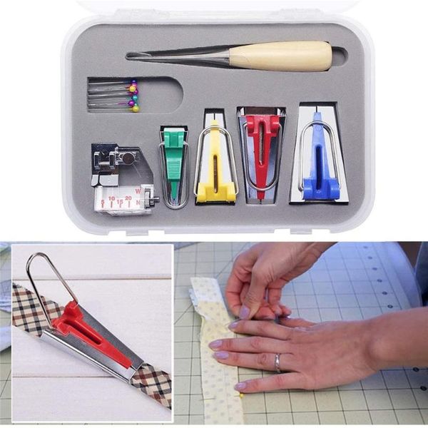 

sewing notions & tools machine sets diy patchwork quilting tool binding sew multifunction bias tape maker set accessory, Black