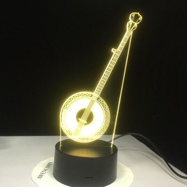 

chinese banqin guitar model desk table lamp creative musician gift 3d illusion lamp led light for household decorate lamp