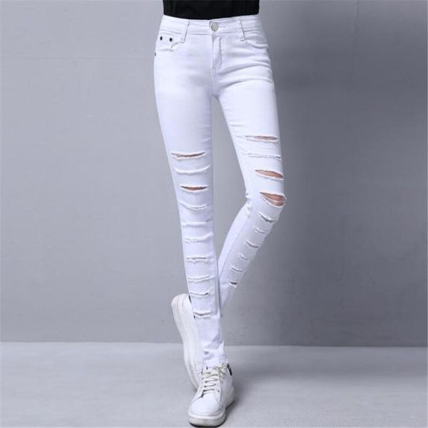 

whole cotton hollow out hole elastic force pencil pants leggings high waist jeans woman skinny women jeans mujer jean plus size, Blue