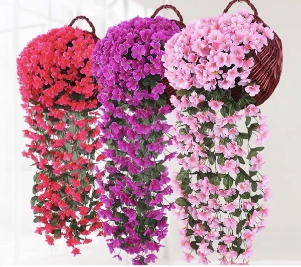 Großhandel mit künstlichen Glyzinien, 90 cm, violette Rebe, Wandbehang, künstliche Rattan-Blume, künstliches violettes Efeublatt, Seidenrankenblumen