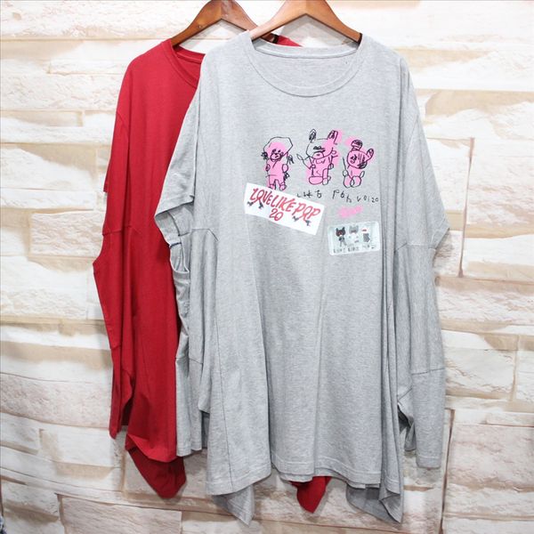 

круглые воротник персонализированных моды четыре рукава большого размер свободного удобных футболок топ футболка завод стиль мультфильм топ, White