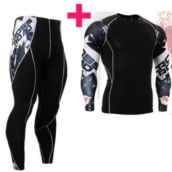 

men's gym training set 2 piece tracksuit men union suit warm men's tracksuit rash guard compression stretch crossfit 4xl, White;black