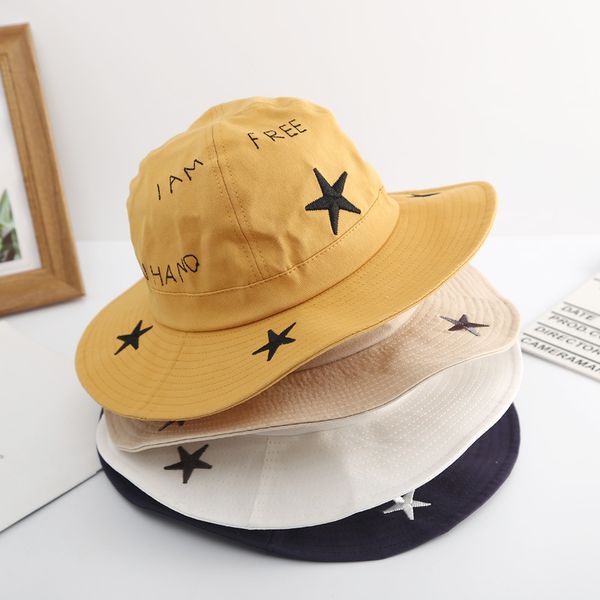 

children's fisherman hat spring and summer child big brim star sun hat baby big brim anti-uv fashion boy girl wild basin, Blue;gray