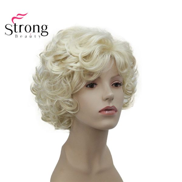 Short Soft Shaggy Layered Cute Blonde Curly Wavy Short Synthetic