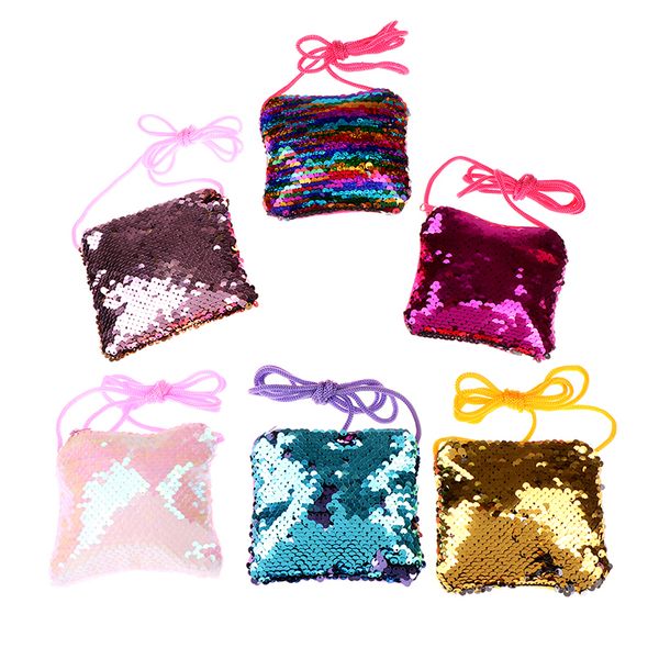 

детская мини-клатч дети девушки через плечо сумки мода блестки изменение цвета портмоне сумки детские сумка, White