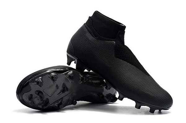 

men knitted fg/ag football shoes outdoor vision college mg shadow series black football boots