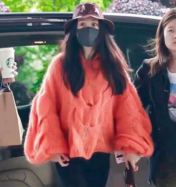 

женская одежда 2019 осень и зима одежда женщины свободный фонарь рукав тянуть femme пуловер свитер, White;black