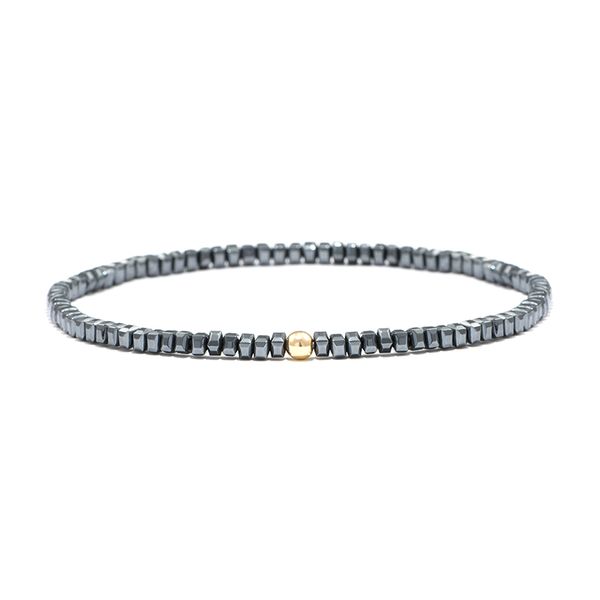 

geometric 4mm small hematite beads bracelet handmade magnetic healthy silm braclet for women men armband jewelry bileklik, Black
