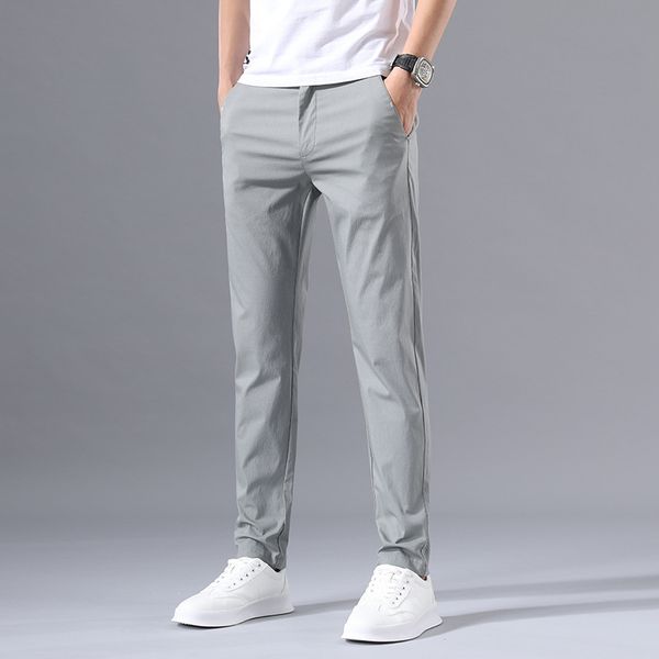 

men's pants 2021 summer ultra-thin smart casual fashionable elastic regular breathable trousers green black gray