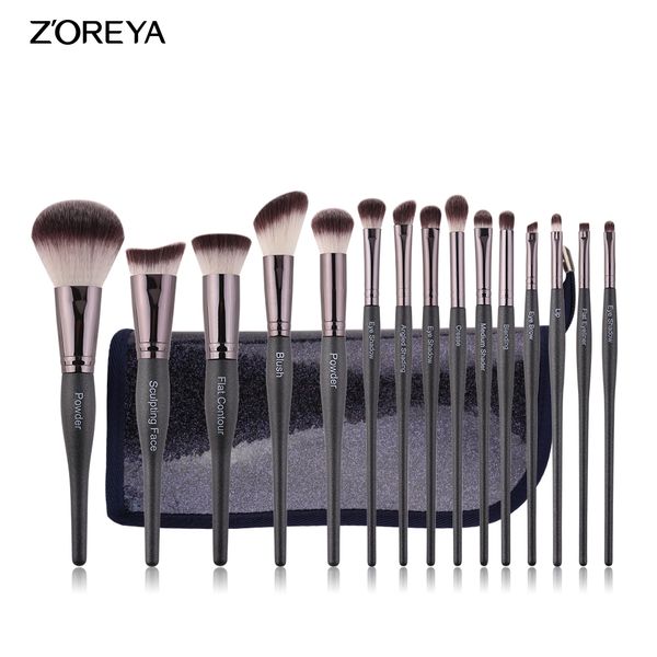 

zoreya makeup brushes 5/10/15pcs brush set with bowling handle powder foundation eye shadow brush for beauty tool 2019 new