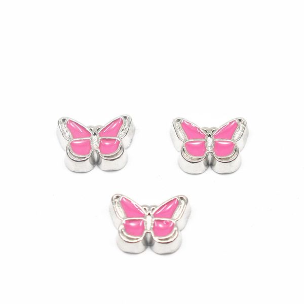 

new novelty 20pcs/lot pink butterfly alloy floating charms living glass memory floating lockets charms for diy accessory, Bronze;silver