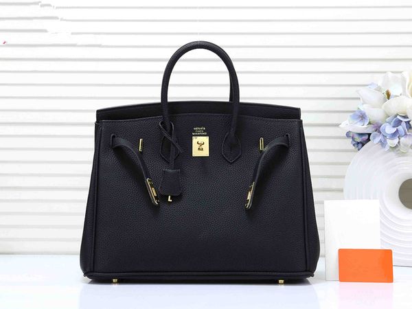 

brand designer handbags h k women luxury purse litchi pattern pu leather women fashion paris style lock totes purses bag 35 cm, Black