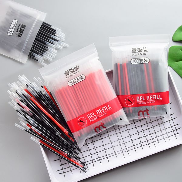 

100pcs/pack red blue black ink gel pen refill needle tip pen refill office school writing stationery supplies, Black;red