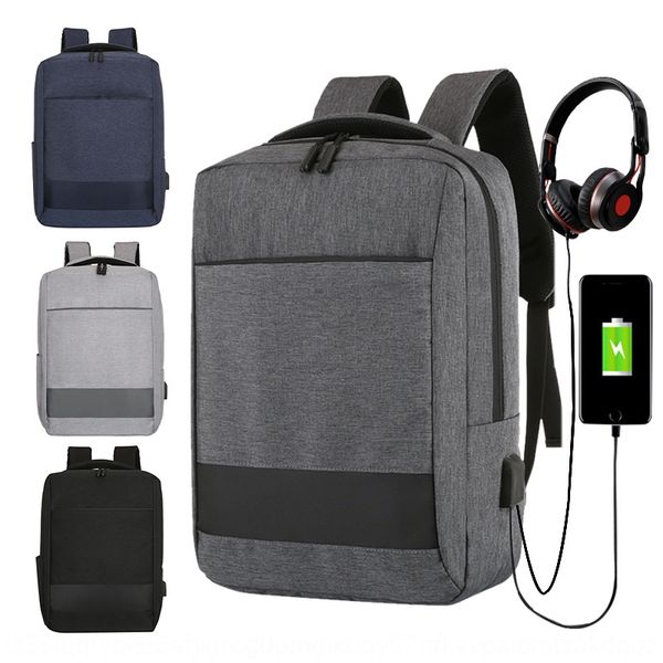 

fashion men's and women's travel backpack business computer bag leisure computer bag usb charging, White