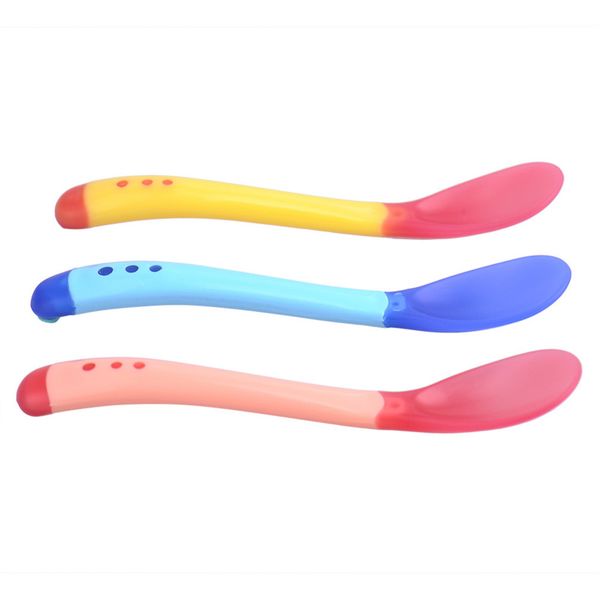 

1pc newborn baby silicon spoons baby safety temperature sensing kids children flatware baby feeding spoons drop shipping