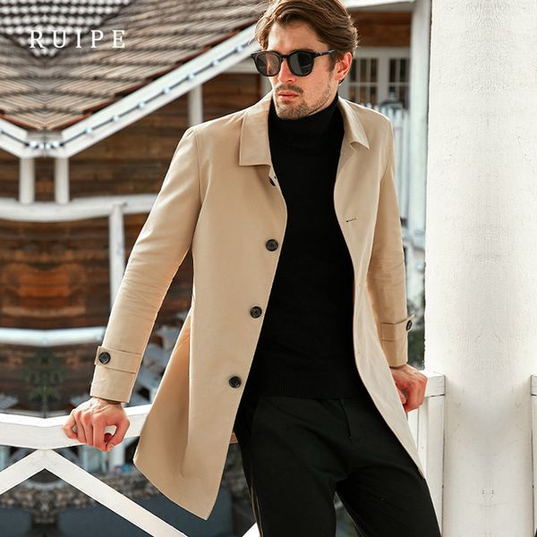 

2019 new arrival fashion casual men's coat casual jacket spring and autumn single breasted long style plus size  xl 2xl 3xl 4xl, Black;brown