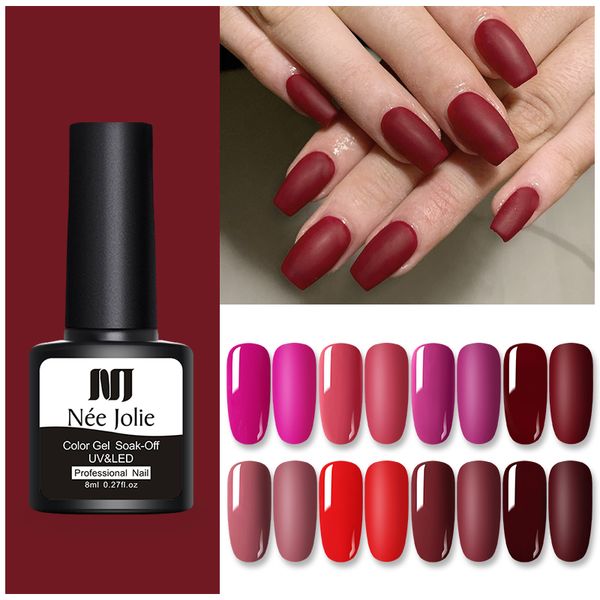 

nee jolie 8ml uv gel nail polish fall and winter colors nail gel soak off led lacquer varnish art diy design, Red;pink
