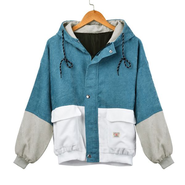 

oversize zipper jacket windbreaker coats women long sleeve corduroy patchwork oversize jacket windbreaker coat overcoat s-xl, Black;brown